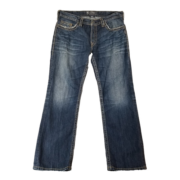 Silver jeans men's 36x32 Nash Heritage straight blue denim pants Y2K Big Stitch